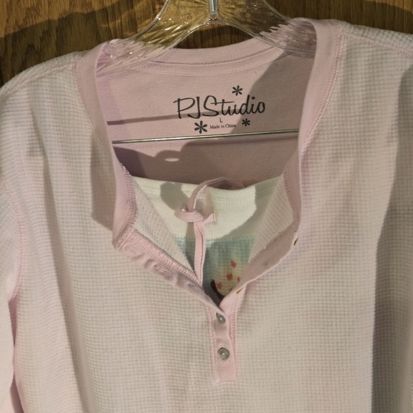 PJ Studio Pink Blue Cupcake Pajama Set Pink Top Drawstring Pants Women size L - Picture 8 of 16